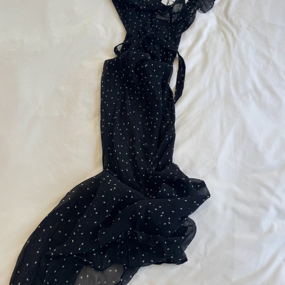 Realisation par the lila dress in black polka dot maxi dress with sheer sleeves - Picture 6 of 7